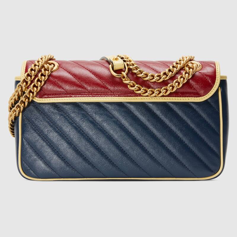 Gucci GG Marmont Small Matelasse Shoulder Bag 443497 Blue Red